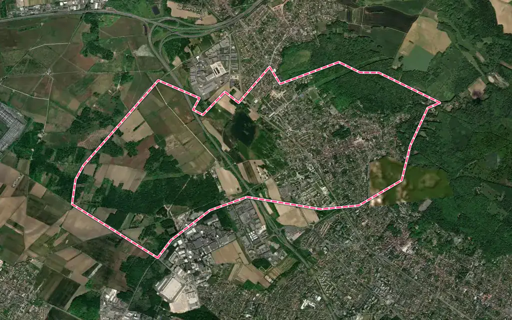 Vue satellite de Bessancourt avec ses contours administratifs