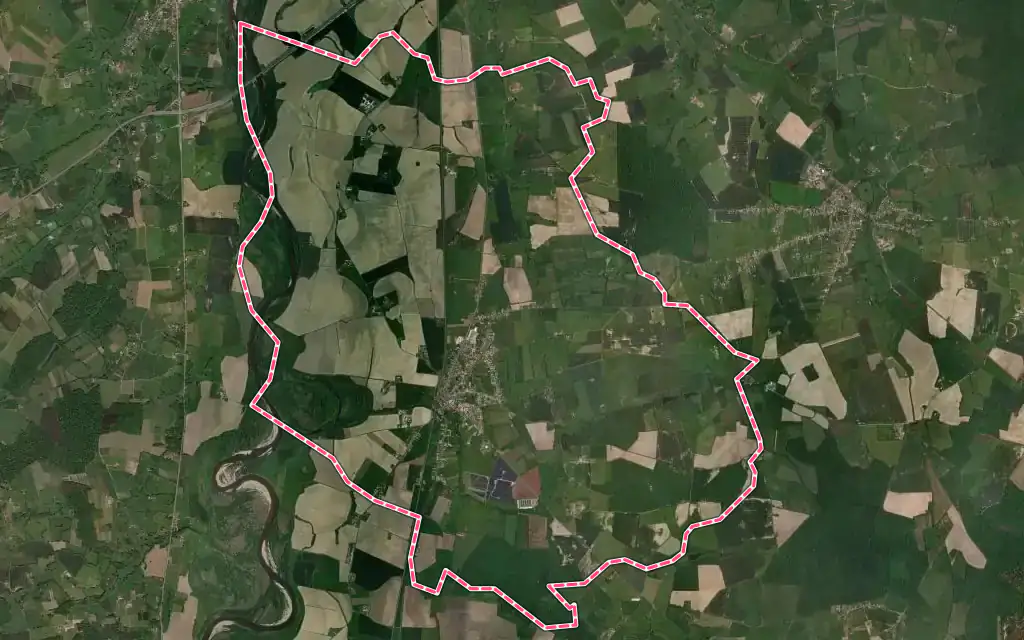 Vue satellite de Bessay-sur-Allier avec ses contours administratifs