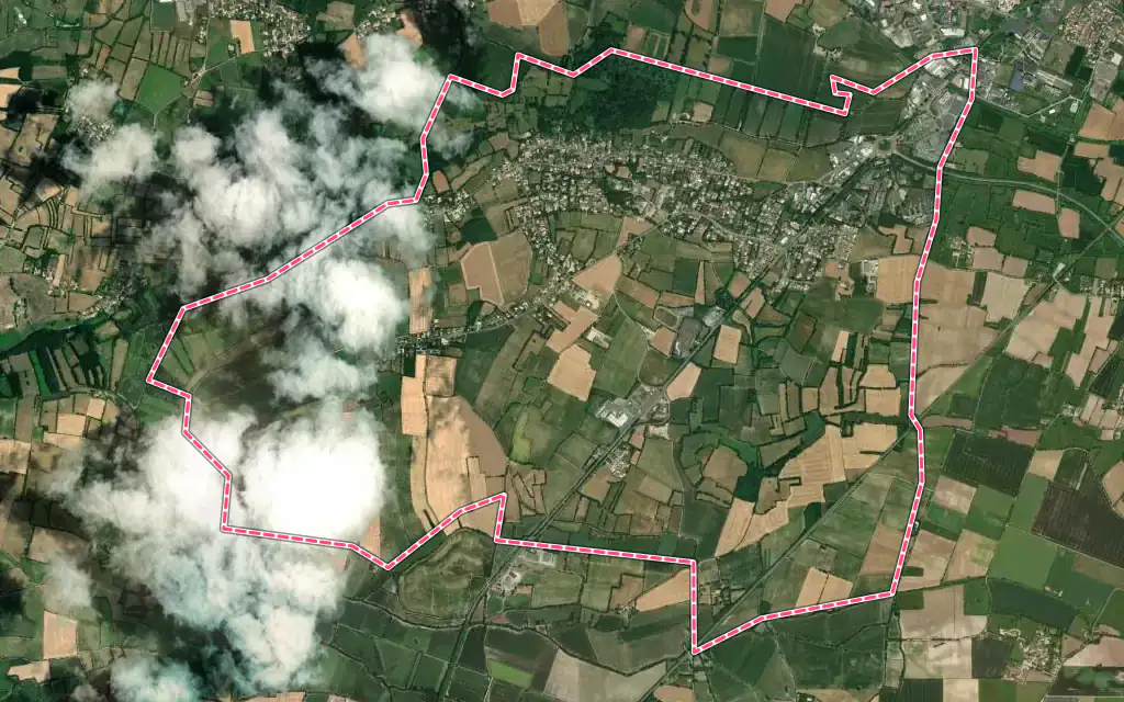 Vue satellite de Bessines avec ses contours administratifs