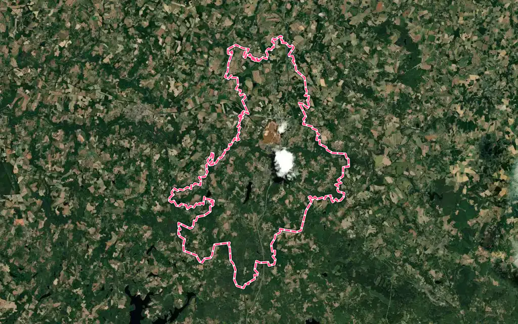 Vue satellite de Bessines-sur-Gartempe avec ses contours administratifs