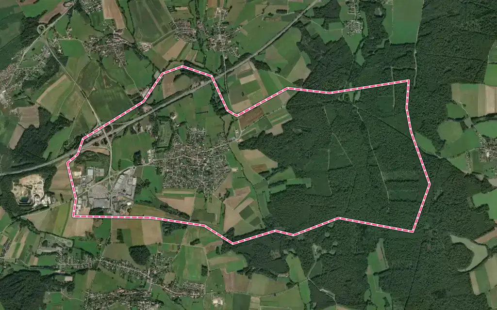 Vue satellite de Bessoncourt avec ses contours administratifs
