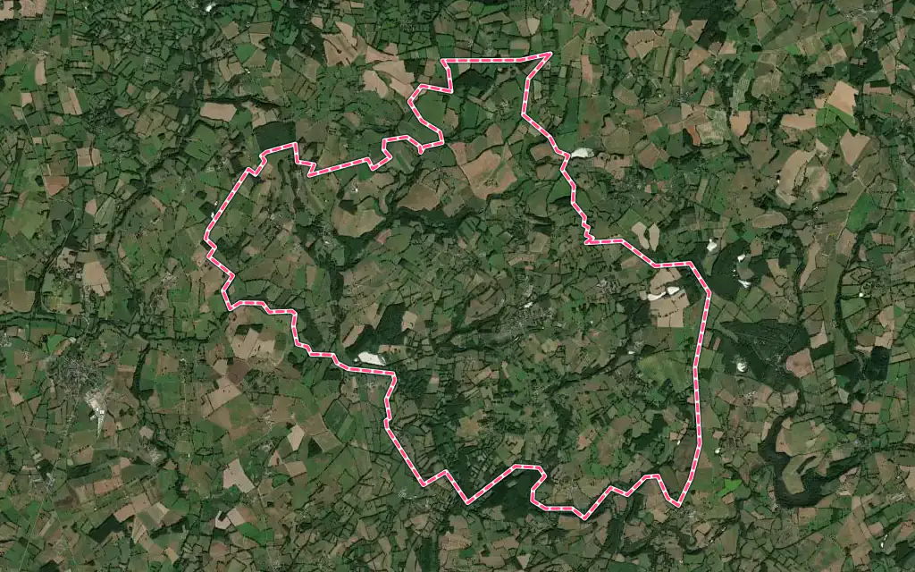 Vue satellite de Bétête avec ses contours administratifs