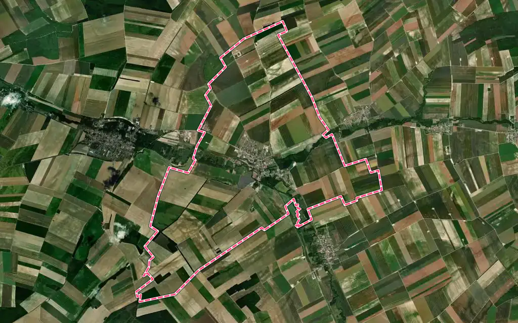 Vue satellite de Bétheniville avec ses contours administratifs