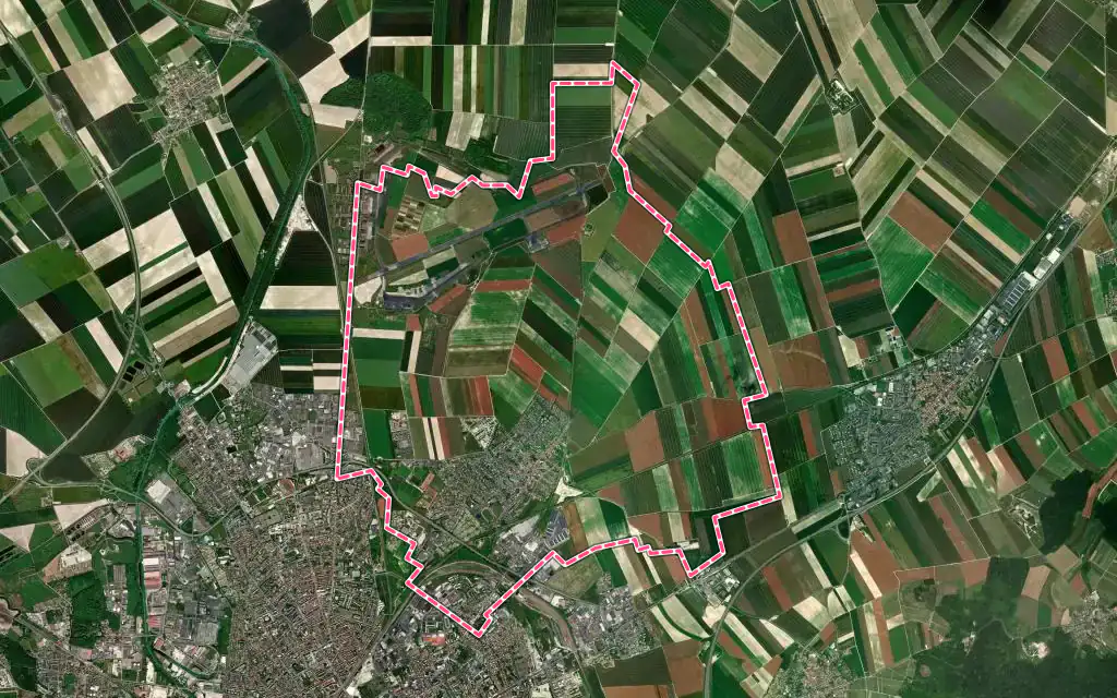 Vue satellite de Bétheny avec ses contours administratifs
