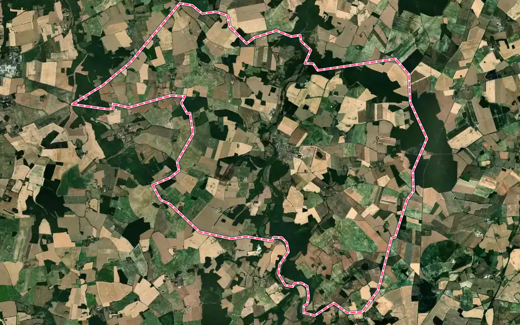 Vue satellite de Béthines avec ses contours administratifs