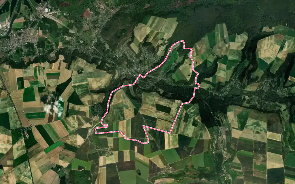 Vue satellite de Béthisy-Saint-Martin avec ses contours administratifs