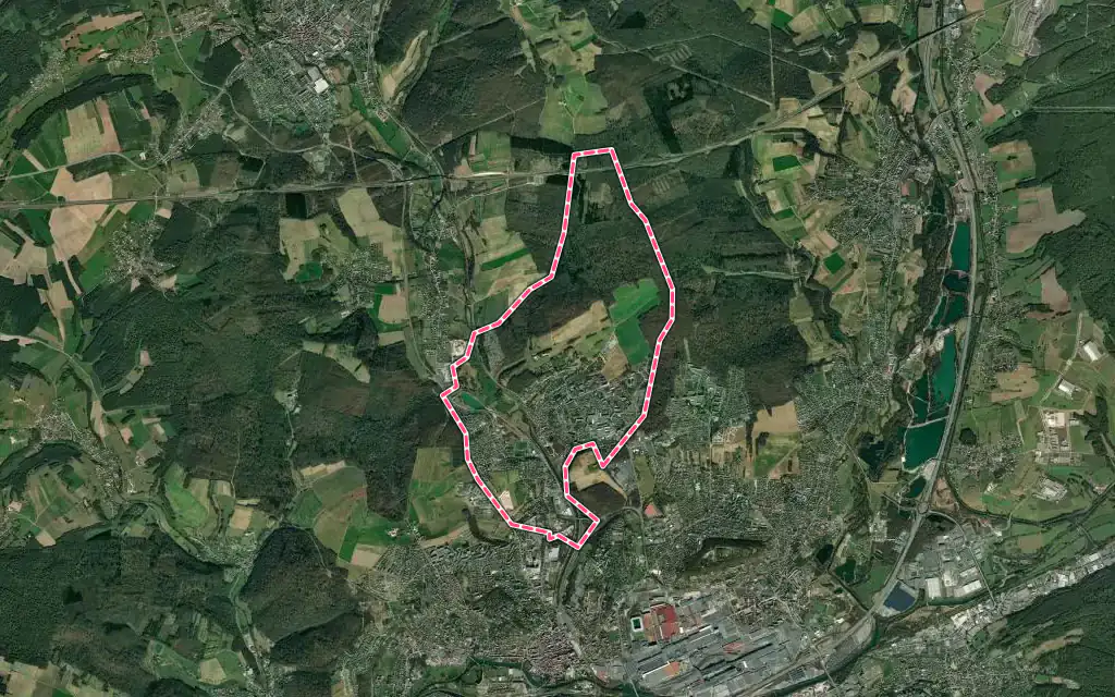 Vue satellite de Bethoncourt avec ses contours administratifs