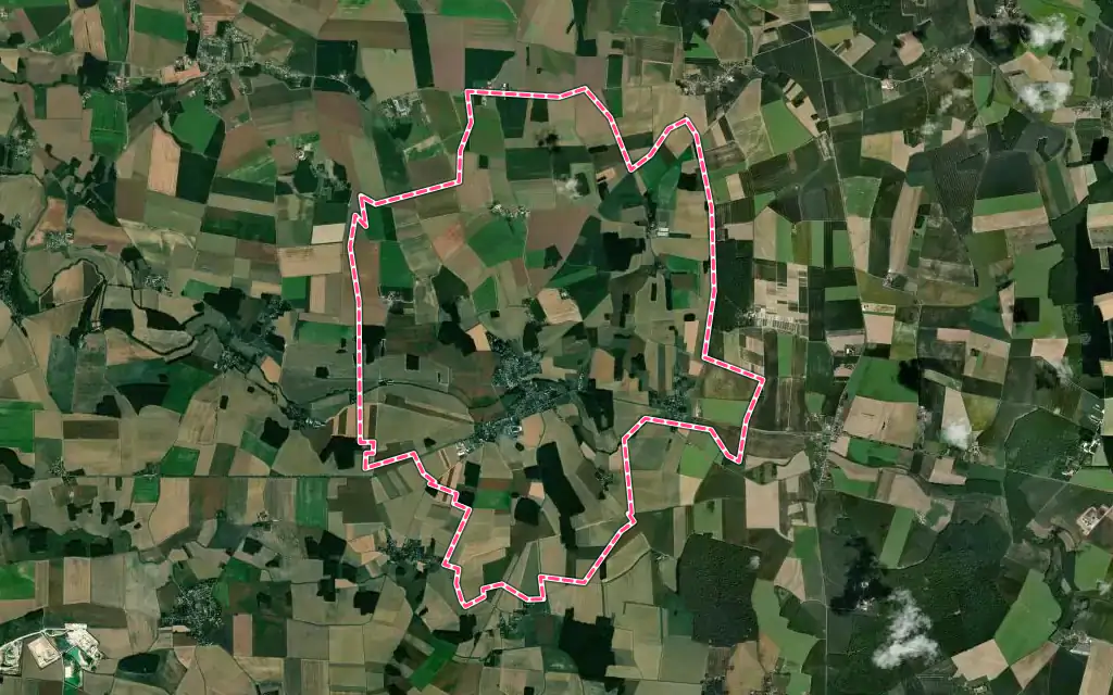 Vue satellite de Beton-Bazoches avec ses contours administratifs