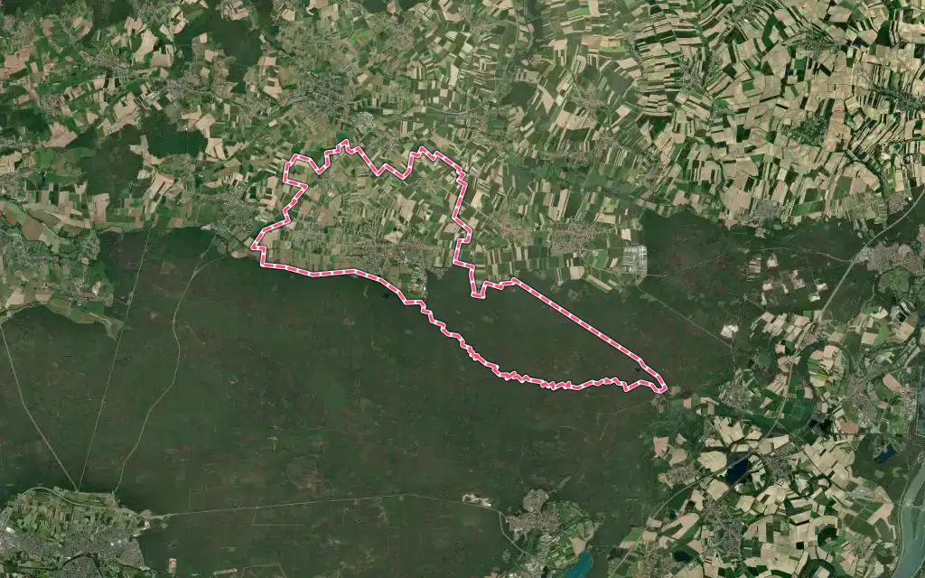 Vue satellite de Betschdorf avec ses contours administratifs