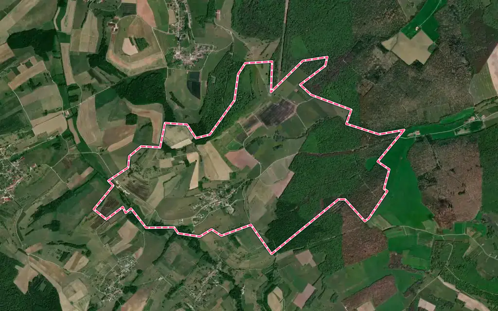 Vue satellite de Bettegney-Saint-Brice avec ses contours administratifs