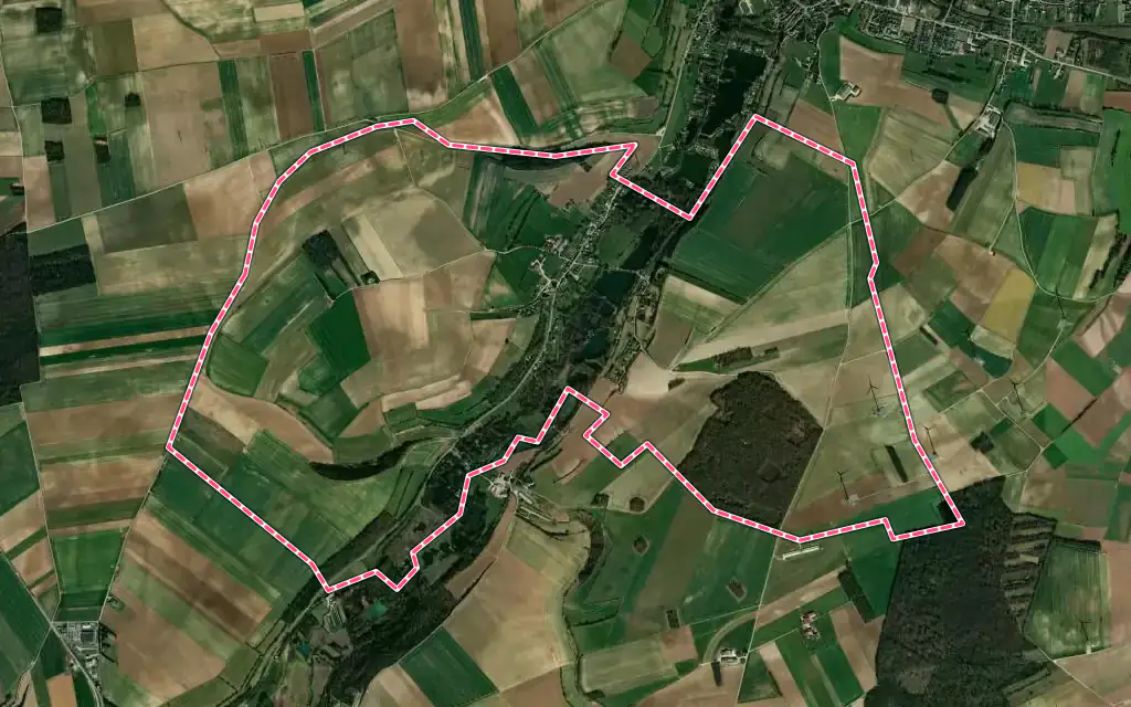 Vue satellite de Bettencourt-Rivière avec ses contours administratifs