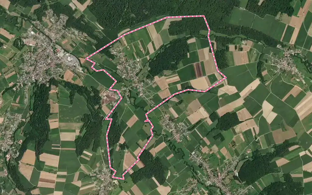 Vue satellite de Bettendorf avec ses contours administratifs