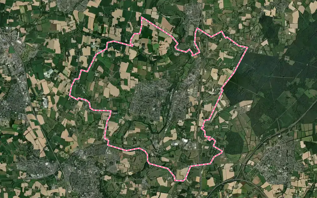 Vue satellite de Betton avec ses contours administratifs