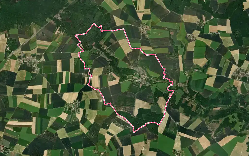 Vue satellite de Betz avec ses contours administratifs