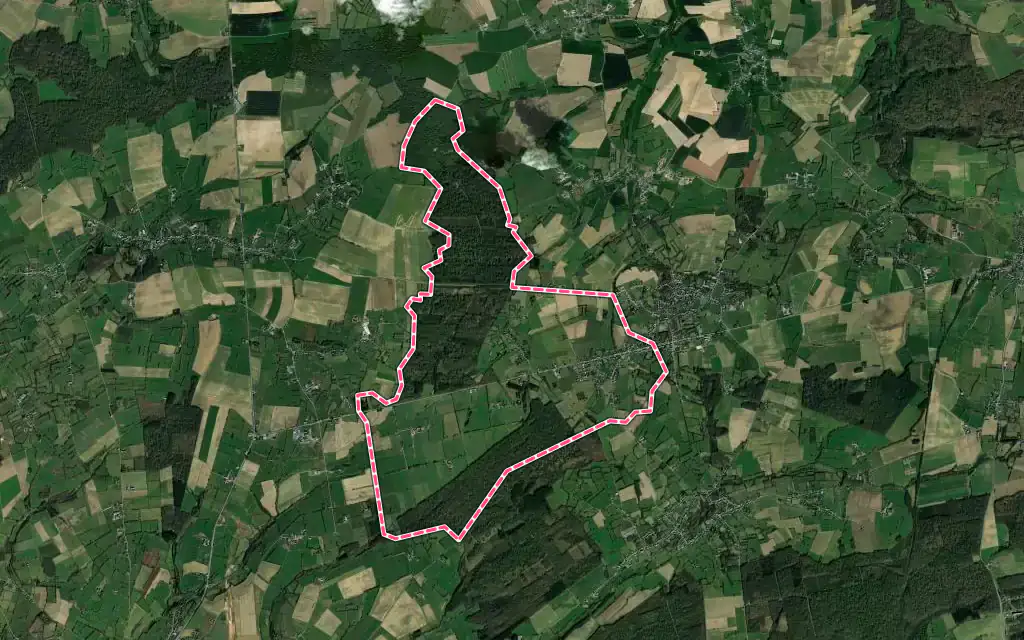 Vue satellite de Beugnies avec ses contours administratifs