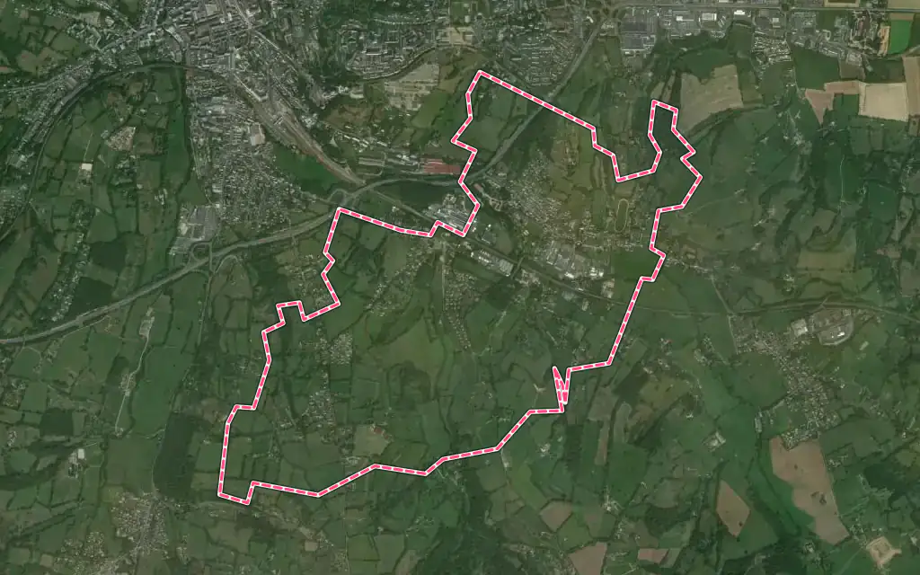 Vue satellite de Beuvillers avec ses contours administratifs