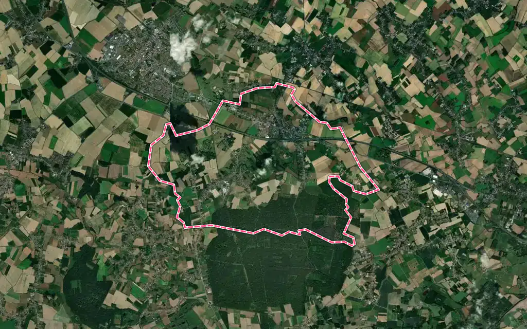 Vue satellite de Beuvry-la-Forêt avec ses contours administratifs