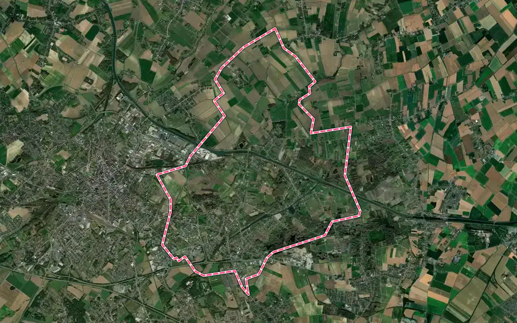 Vue satellite de Beuvry avec ses contours administratifs