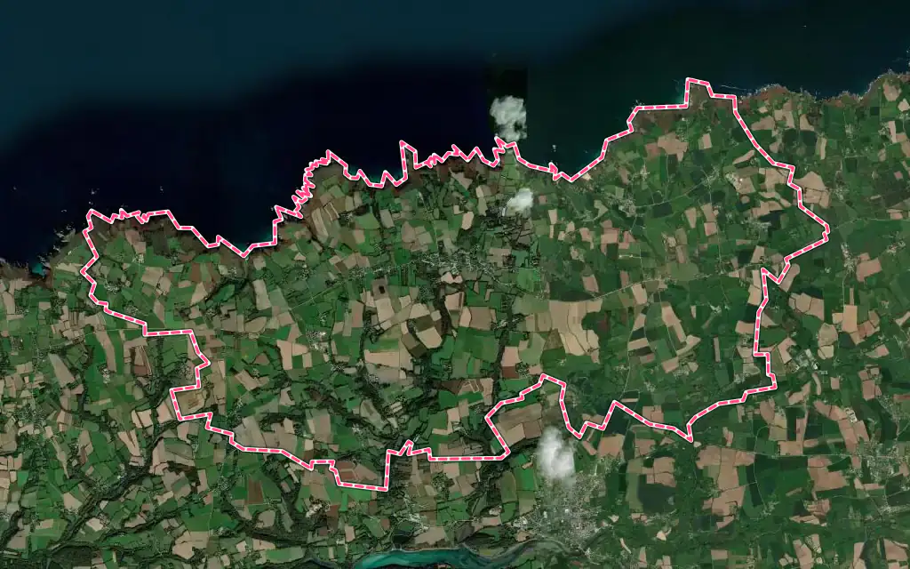 Vue satellite de Beuzec-Cap-Sizun avec ses contours administratifs