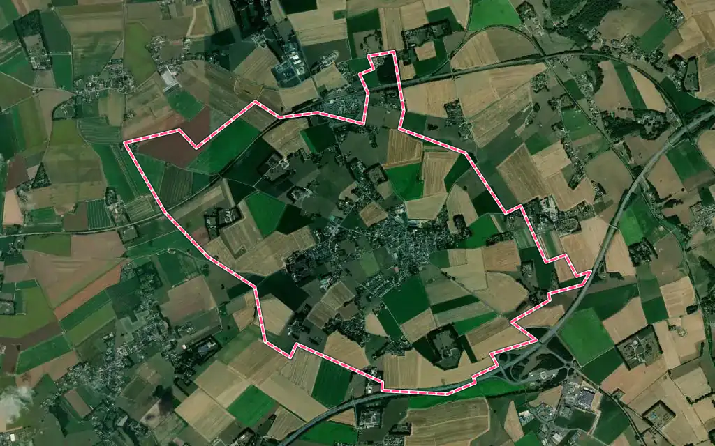 Vue satellite de Beuzeville-la-Grenier avec ses contours administratifs