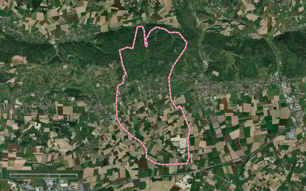 Vue satellite de Bévenais avec ses contours administratifs