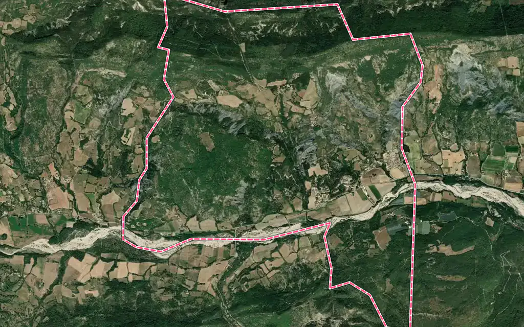 Vue satellite de Bevons avec ses contours administratifs