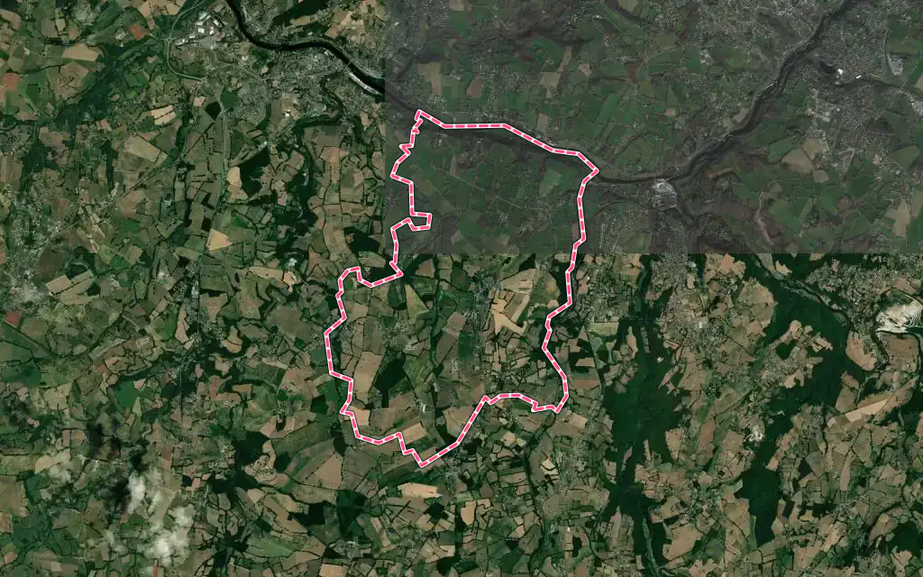 Vue satellite de Beynac avec ses contours administratifs