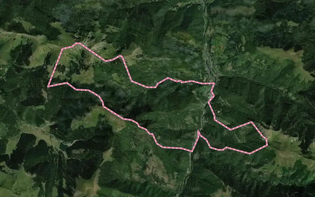 Vue satellite de Beyrède-Jumet-Camous avec ses contours administratifs