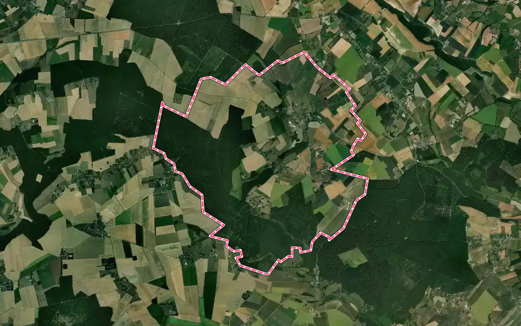 Vue satellite de Bézancourt avec ses contours administratifs