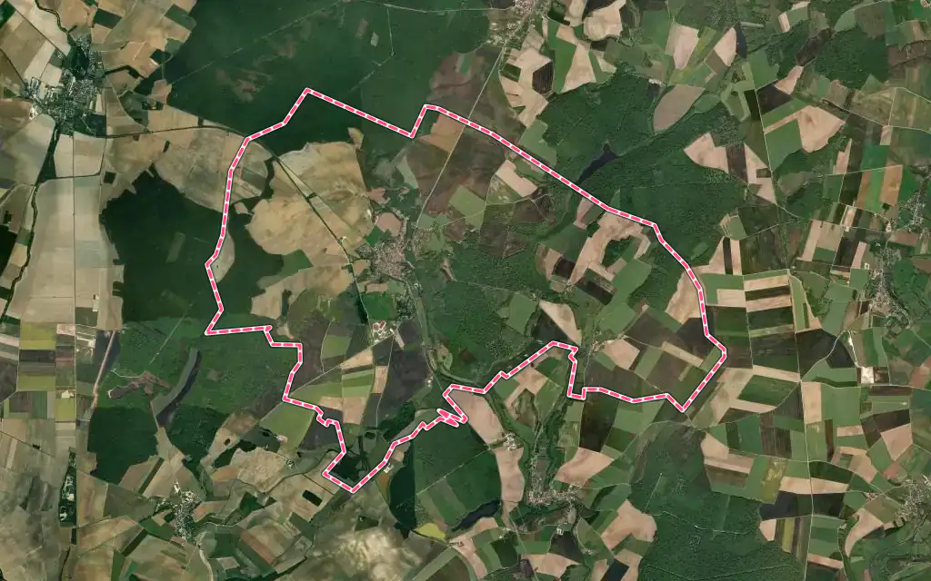 Vue satellite de Bèze avec ses contours administratifs