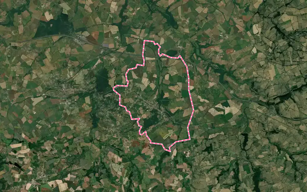 Vue satellite de Bézenet avec ses contours administratifs