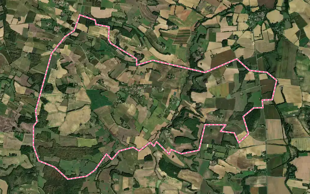 Vue satellite de Bezolles avec ses contours administratifs