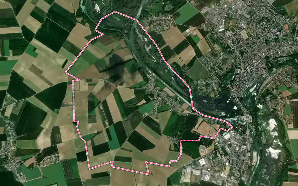 Vue satellite de Biaches avec ses contours administratifs