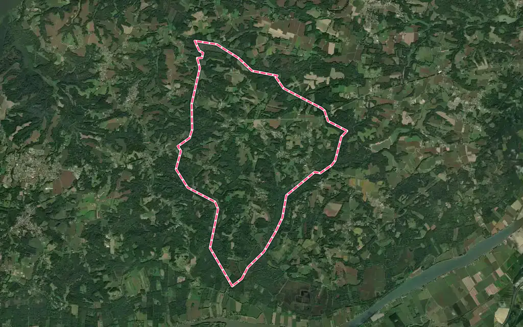 Vue satellite de Biaudos avec ses contours administratifs