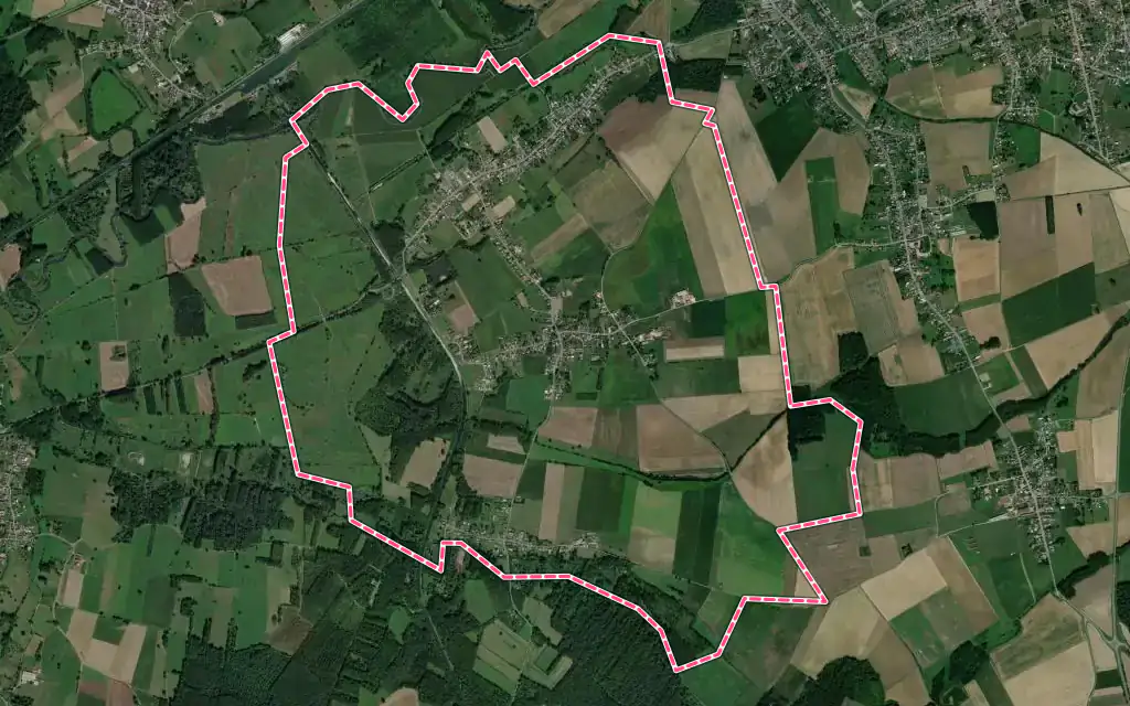 Vue satellite de Bichancourt avec ses contours administratifs