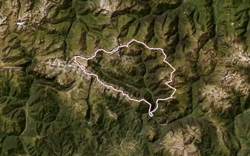 Vista satélite de Bielsa con su contorno administrativo