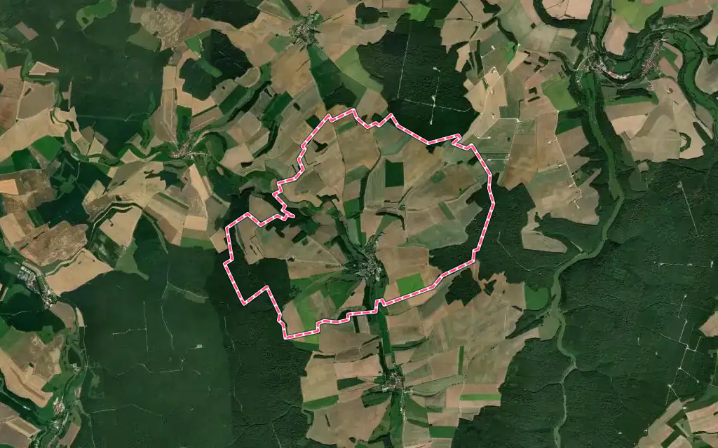Vue satellite de Biencourt-sur-Orge avec ses contours administratifs