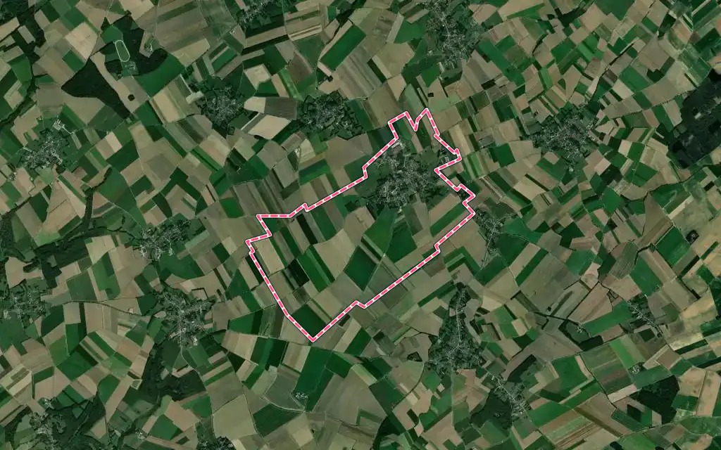 Vue satellite de Bienvillers-au-Bois avec ses contours administratifs