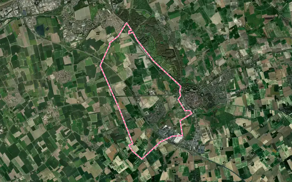 Vue satellite de Bierne avec ses contours administratifs