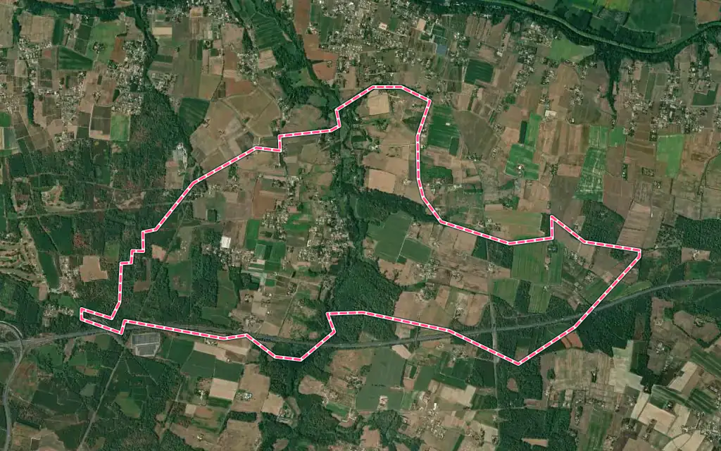Vue satellite de Bieujac avec ses contours administratifs