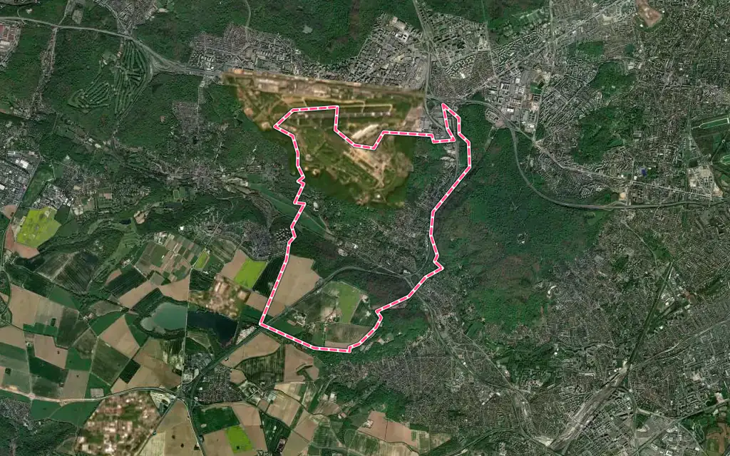 Vue satellite de Bièvres avec ses contours administratifs