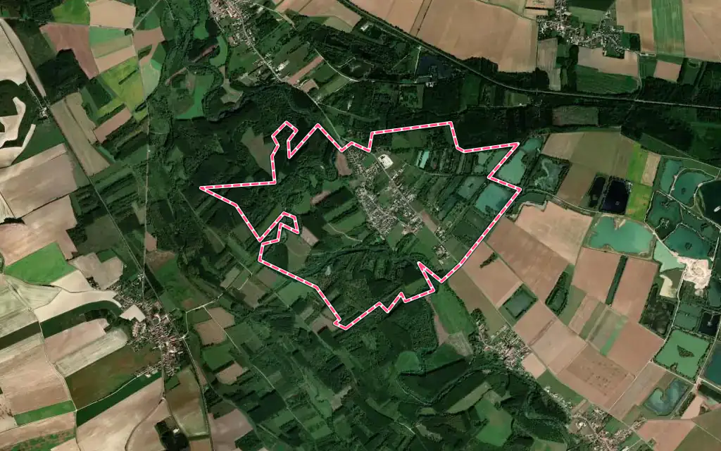 Vue satellite de Bignicourt-sur-Marne avec ses contours administratifs