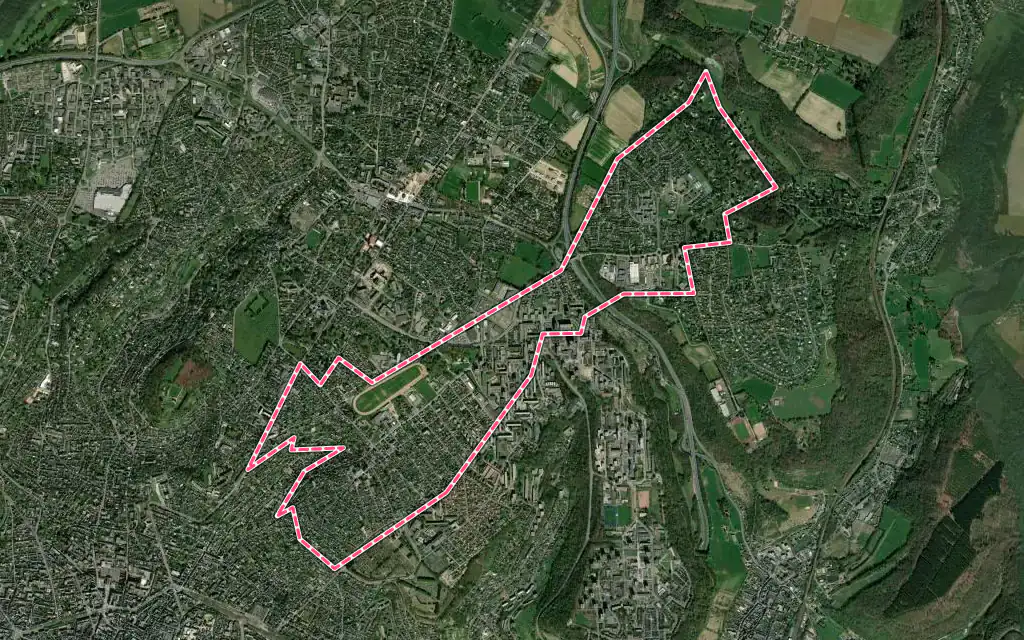 Vue satellite de Bihorel avec ses contours administratifs