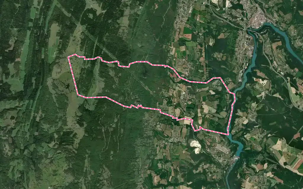 Vue satellite de Billiat avec ses contours administratifs
