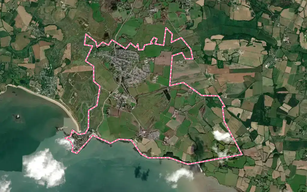 Vue satellite de Billiers avec ses contours administratifs