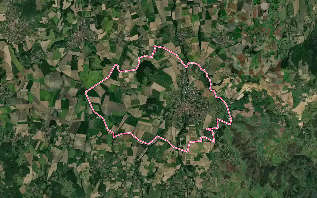 Vue satellite de Billom avec ses contours administratifs