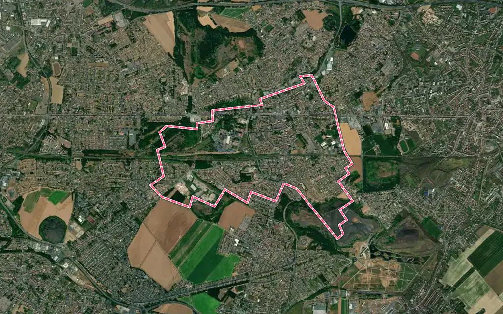 Vue satellite de Billy-Montigny avec ses contours administratifs