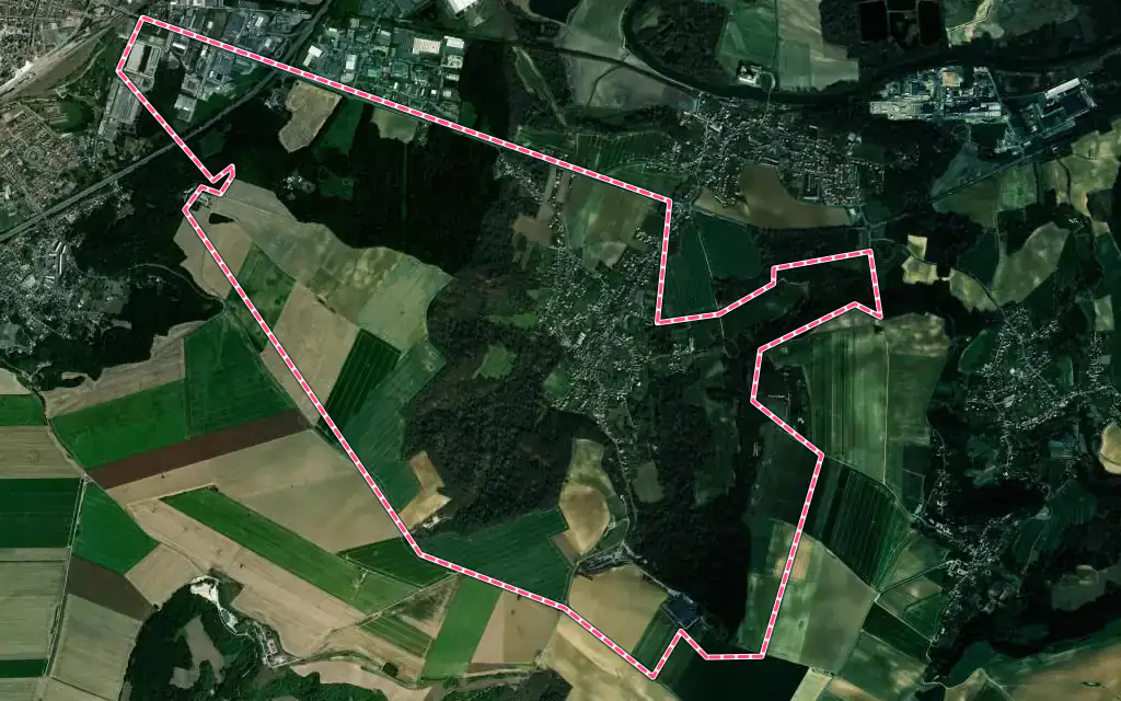 Vue satellite de Billy-sur-Aisne avec ses contours administratifs