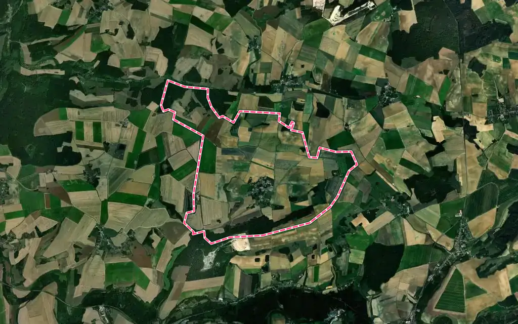 Vue satellite de Billy-sur-Ourcq avec ses contours administratifs