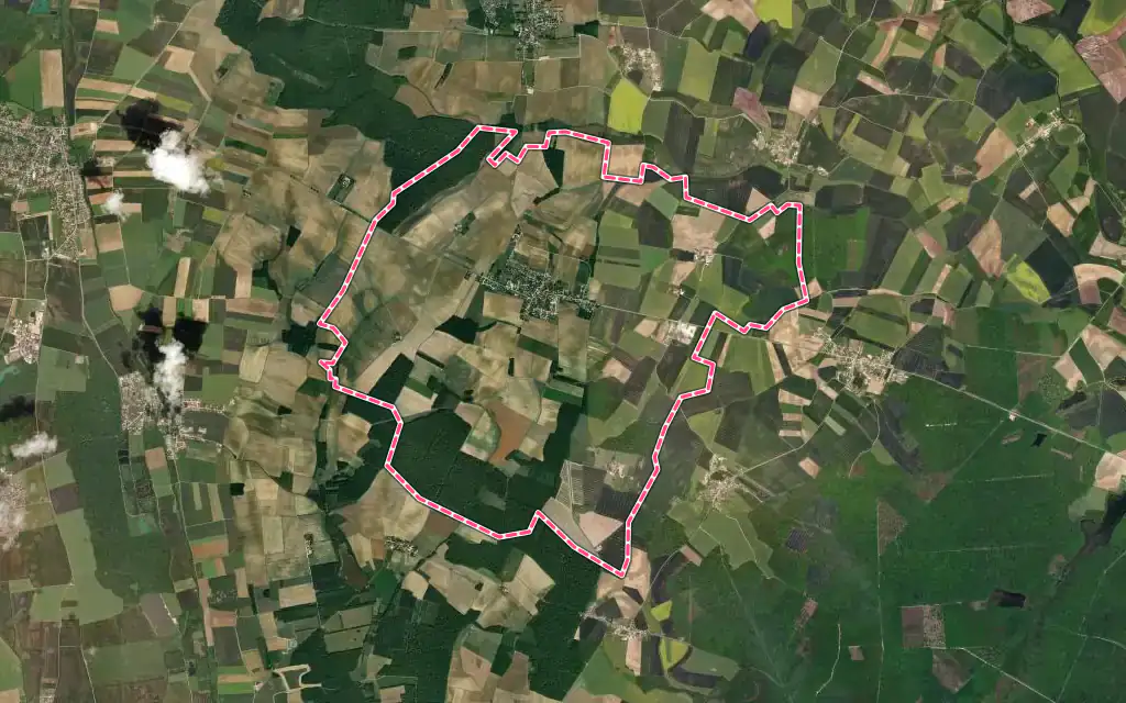 Vue satellite de Binges avec ses contours administratifs